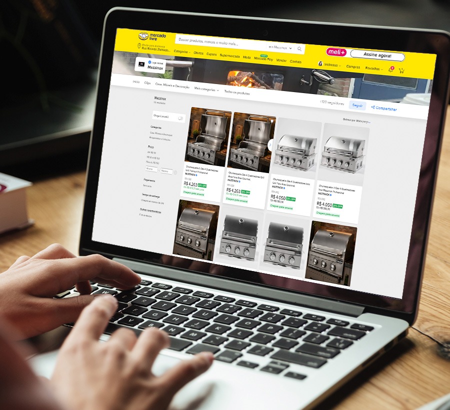 Loja oficial Mazzinox aberta no Mercado Livre em notebook